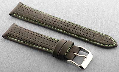 Olive Green Racing Leather Watch Strap