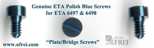 12-Piece Blue Screw Set For ETA Unitas 6497 & 6498 Movements - Swiss Made, PVD Coated