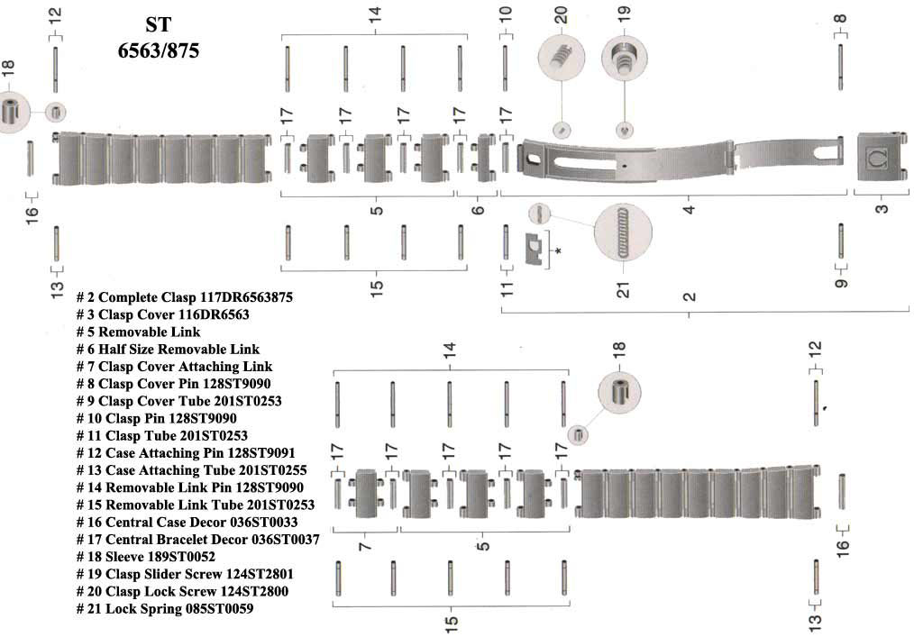 omega constellation bracelet links